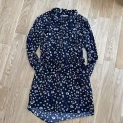 DESTINATION ネイビー花柄シャツワンピース 158cm