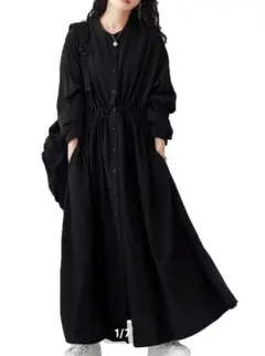 アンティカ patterntorso ウエスト ドロスト　ワンピース　ブラック