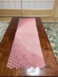 ピンクの花模様レース編み着物ショール