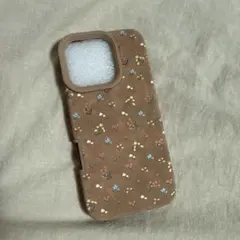 花柄 ブラウン　iPhone 16 pro ケース