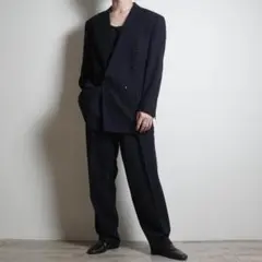 HUGO BOSS ダブルセットスーツ ヴァージンウール 濃紺/EZ88