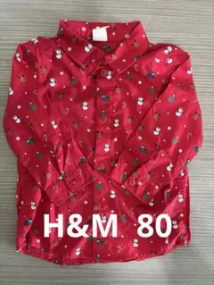 H&M 80 クリスマス　シャツ　サンタ　トナカイ　雪だるま