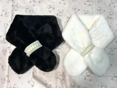 リボンデザイン パール装飾 マフラー