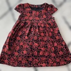 ワンピース130 コムサイズム　ブラック　黒　花柄　女児