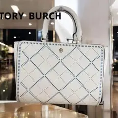 白がオシャレ❣️TORY BURCHホワイトレザー2Wayハンドバッグ