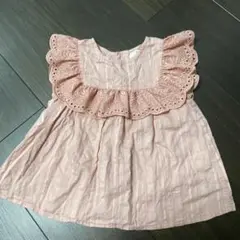 プティマイン　コットンレース　ノースリーブ ブラウス　120 ピンク