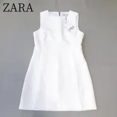 タグつき【ZARAザラ】【M】ノースリーブワンピース　フレア　Aライン　ホワイト