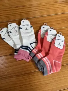 抗菌　キッズ　靴下6足セット　19〜21 コットン　ピンク系　Aランク