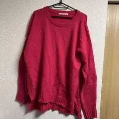 ⁠【LUCA】ルカ F マゼンタピンク ウール混 クルーネックニット ※毛玉あり