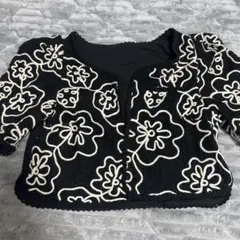 Heather花柄刺繍 ショート丈カーディガン ブラックのサムネイル