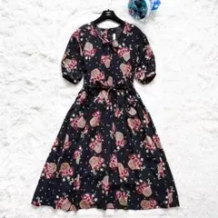 極美品*ピンクハウス ワンピース 花籠 ロング リボン シアー 大きいサイズ
