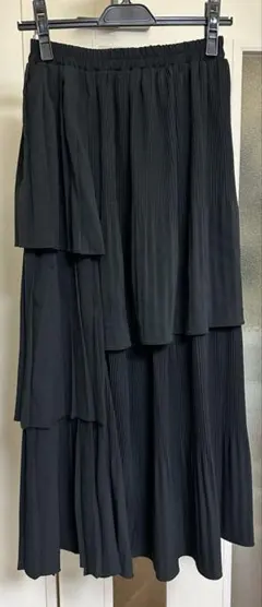 archivbs ブラック ティアードアシメプリーツスカート