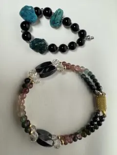 天然石ブレスレット2本セット 925刻印有り