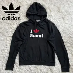 アディダス プルオーバー パーカー Lサイズ トレフォイルロゴ 黒 ブラック