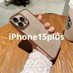 iPhone15plus　キラキラ　ゴールド　グリッター　ソフトケース