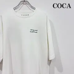 COCA バッグプリントロゴTシャツ 白　ホワイト Mサイズ　文字グリーン