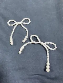 【パールリボン】 2pcs ハンドメイド/ヘアアクセサリー