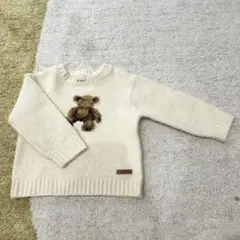petit main クマ刺繍 セーター クリーム色