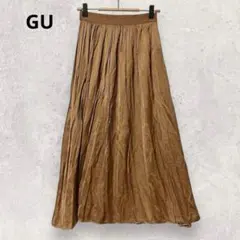 GU プリーツ スカート M ブラウン ロング丈 フレア きれいめ 春秋 上品