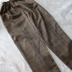 デビロック チェック柄 ロングパンツ ブラウン系 130
