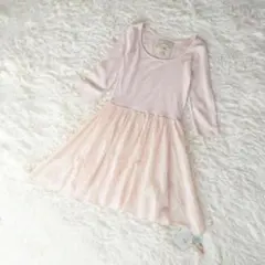 【新品タグ付き】ジェラートピケ シフォン切替ワンピース ルームウェア ピンク Fのサムネイル