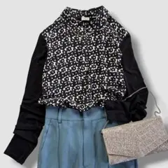 MARELLA SPORTS マレーラ シルク フラワー ブラウス 洗える 黒のサムネイル