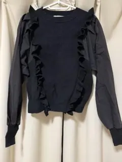 AZUL BY MOUSSY フリルニット M ブラック