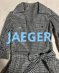 JAEGER イエガー　チェックカシュクールワンピース 七分袖のサムネイル