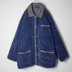 ヴィンテージ　古着　コーデュロイ　ジャケット　襟異素材　綿　豚革　L