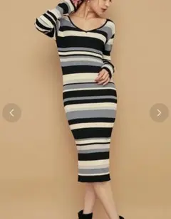 美品　リゼクシー RESEXXY リブニット長袖ワンピース