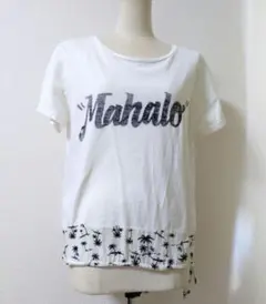 白　黒　Mahalo　カットソー　トップス①　ハワイアン