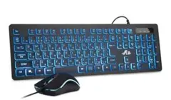 Rii キーボード マウスセット 有線 ３色 LEDバックライト 108キー