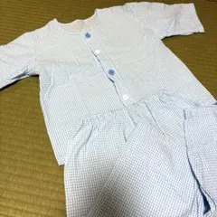 水色チェック柄パジャマセット 120cm