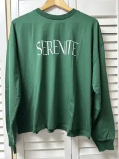 ノーブランド　タグ付き長袖Tシャツ　ダークグリーン　Mサイズ