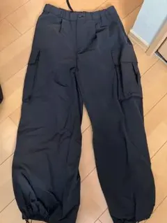 nugu ブラックナイロンカーゴパンツ　L