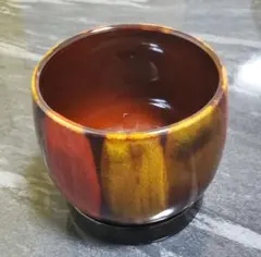 おしゃれな陶器鉢　 赤オレンジグラデーション
