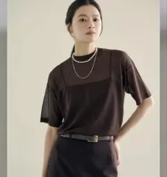anuans シアーニットTシャツ ブラウンのサムネイル