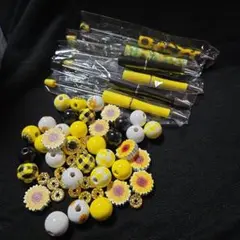 カスタムボールペン ビーズペン 夏 ひまわり 花 ワークショップ