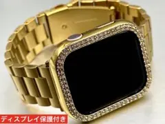 Apple Watch アップルウォッチバンド　ステンレス　キラキラカバー　金