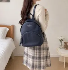 kate spade NEW YORK レザーリュック ネイビー バックパック