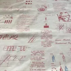 YUWAオリジナル布　英字　赤　お得品