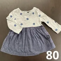 babyGap ドット柄ワンピース サイズ80 長袖　女の子　ネイビー　グレー