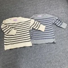 デニムダンガリー　110 パフスリーブ　ボーダーカットソー　2枚セット