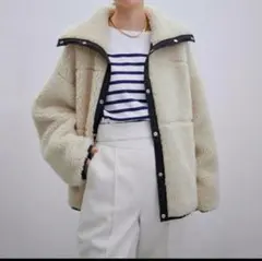 ADAM ET ROPÉ FEMME リバーシブルボアブルゾン 黒×白 F