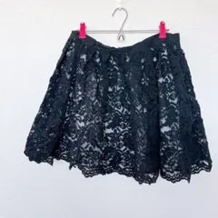LIU JO ブラック レース フレアスカート 46 黒 フェミニン ガーリーのサムネイル
