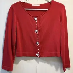 美品 Rene ルネ ニットカーディガン オレンジ系 Uネックライン 36