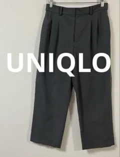 ユニクロ　タックワイドパンツ　ツータック　レディース　Lサイズ　グレー　美品