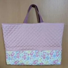 ハンドメイド　レッスンバッグ　お道具袋　入園入学　花柄　キルト