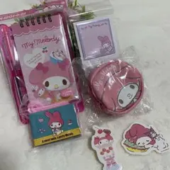 マイメロ　文具雑貨シール、ポーチ5点セット売り