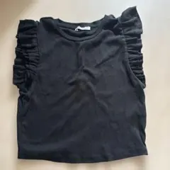 ZARA フリル袖 ブラック ノースリーブ L